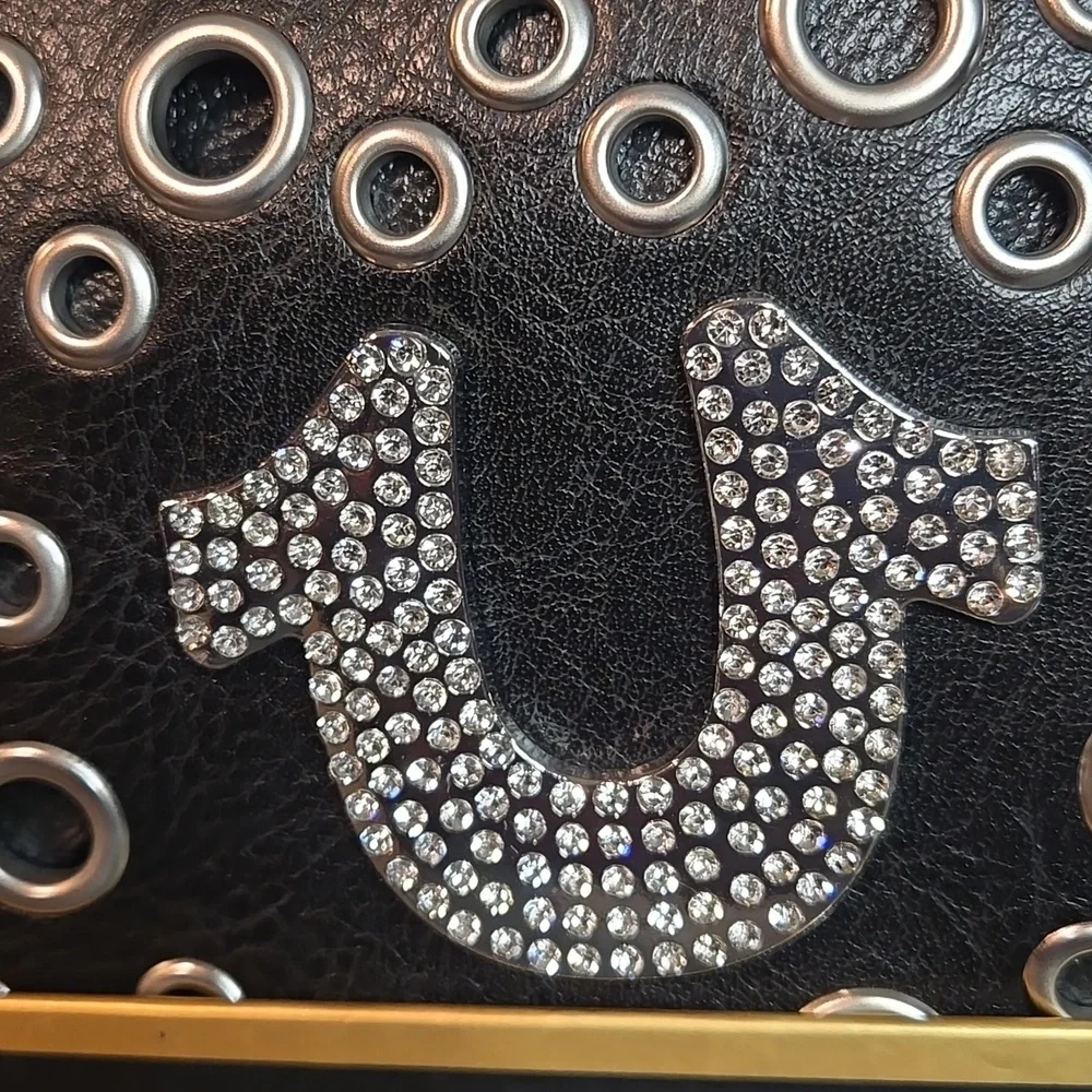 True Religion Black Belt Bag with Silver Accents Sz S/M